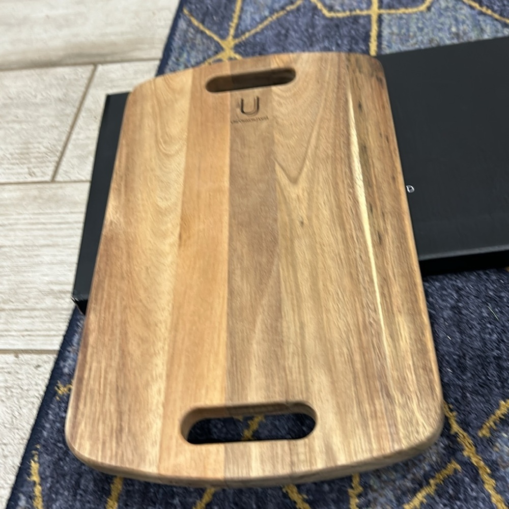 Acacia Wood Cheeseboard by Uncommon James.  15” x 9” New in Box